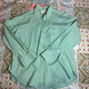 XiRENA Green and White Striped Button-Up Shirt Coastal Summer Resortwear size XS
